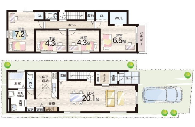 西宮市生瀬東町　第1期　新築一戸建ての間取り|1号地