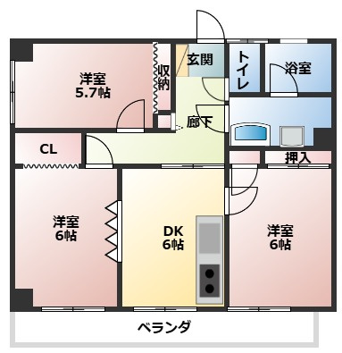 【間取り】 | ニューコーポ湯村