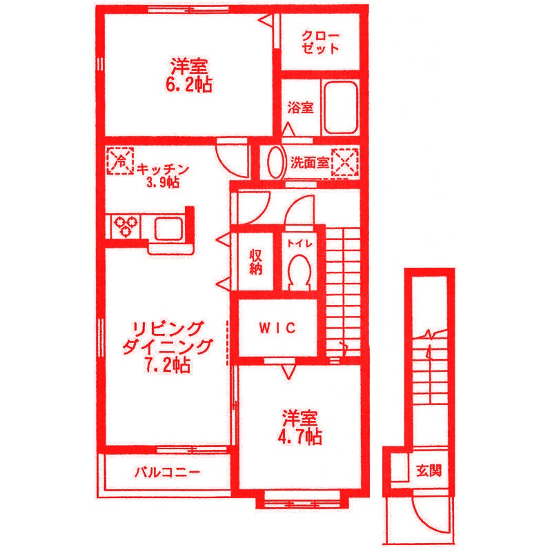 エルカーサ湘南Aの間取り|使いやすい間取りです♪