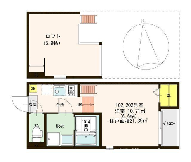 大阪市旭区高殿６丁目のアパートの間取り