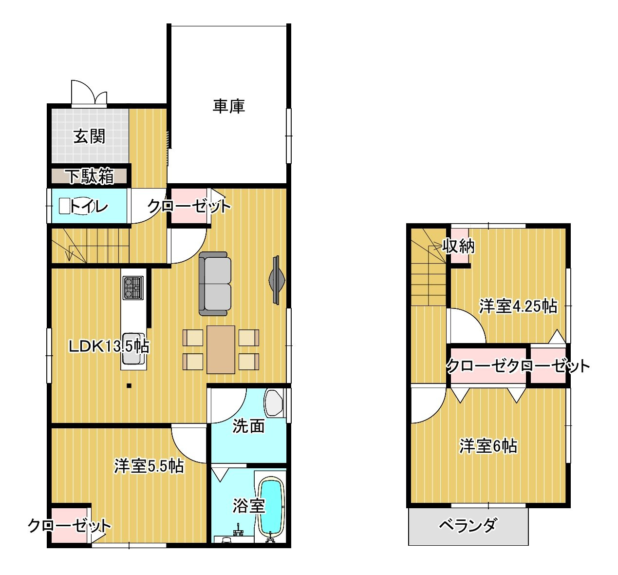 敦賀市公文名中古戸建の間取り