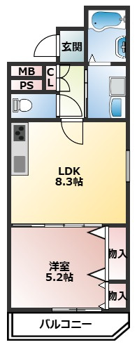クリエオーレ津の辺町Ⅰの間取り