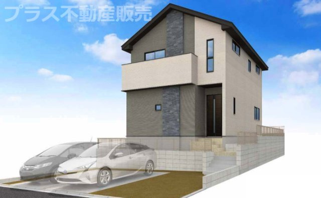 【外観】 | 福岡市東区美和台3丁目4期　2号棟（全2棟）【仲介手数料無料・0円】 | 完成イメージの外観パースです。