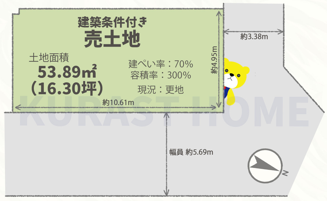 京都市右京区西京極西向河原町　建築条件付き土地