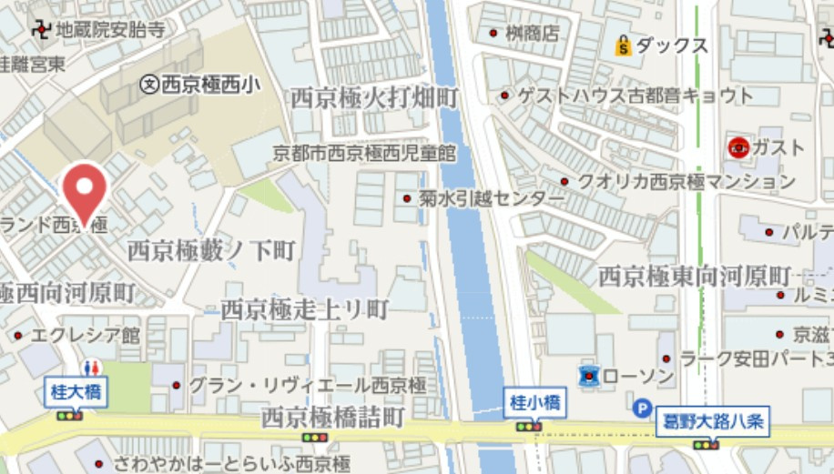 京都市右京区西京極西向河原町　建築条件付き土地の地図