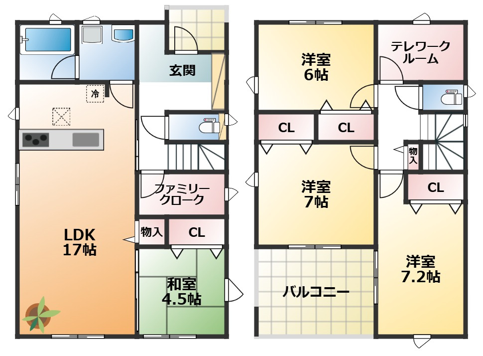 CRADLEGARDEN那須塩原市北弥六第1の間取り|南向きで陽当たりの良い間取りです