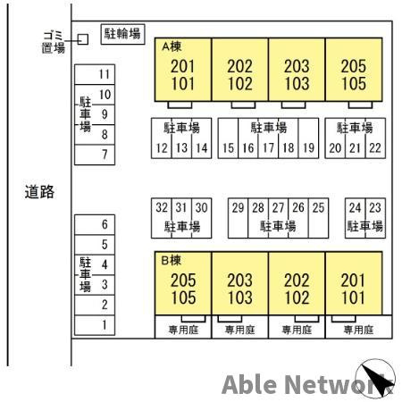 パークシティ土合Aの区画図