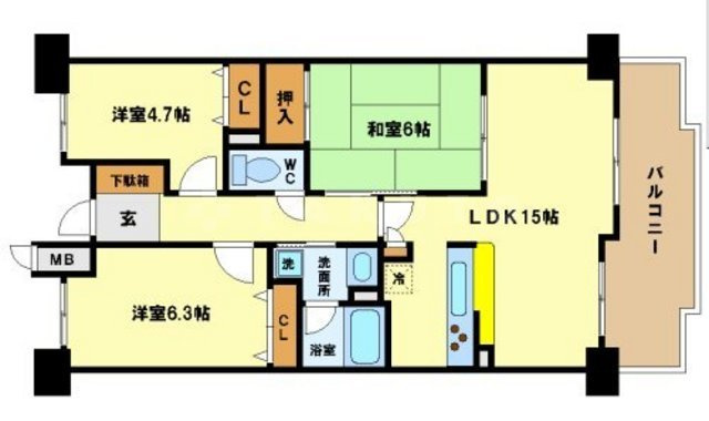 グランドメゾン江戸堀の間取り|グランドメゾン江戸堀　開放感ある間取り