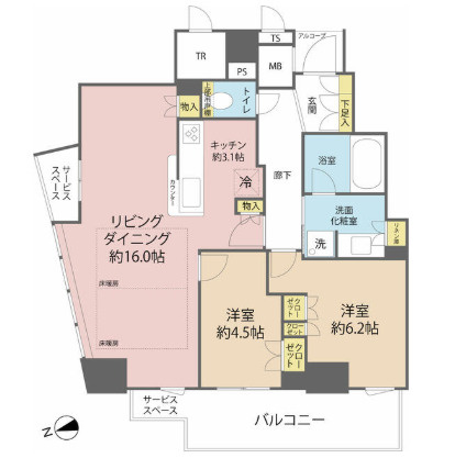 プラウドタワー北浜の間取り