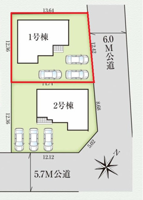 【区画図】 | 野木町友沼6期　1号棟