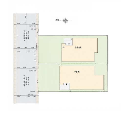 福岡市城南区樋井川7丁目第2-2棟（1号棟）　の区画図|配置図（1号棟）