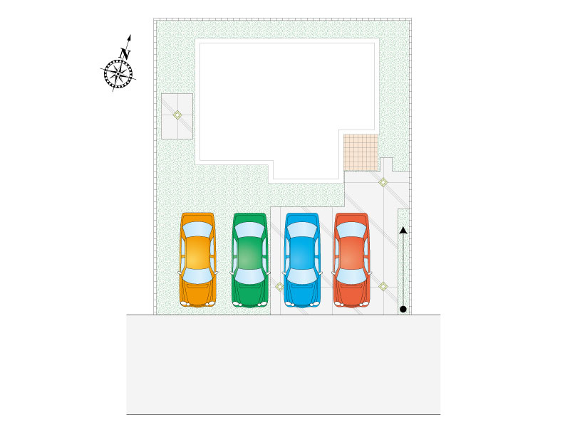 【3号棟：区画図】並列4台駐車可能です。