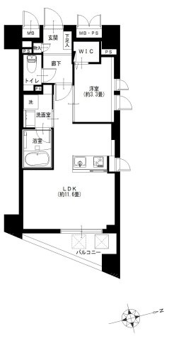 恵比寿ブルーメの間取り|恵比寿ブルーメ：北東角部屋の１ＬＤＫリノベーション物件はフラット３５利用可能なお部屋となっております！