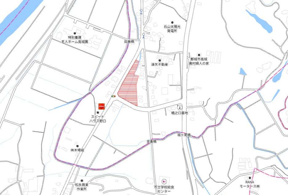都城市高城町石山の売地の土地図
