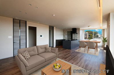 【居間・リビング】 | 芦屋親王塚パークマンション | aiによる家具配置です。