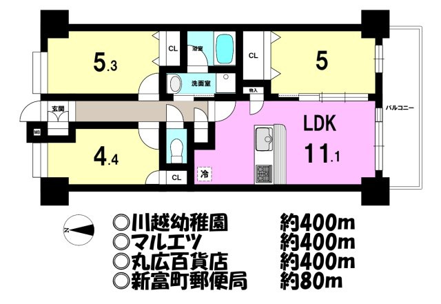 ライオンズマンション本川越駅前の間取り