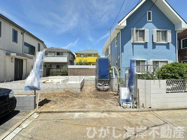茅ケ崎市緑が浜　新築戸建の外観|7月19日撮影　建築中　現地外観