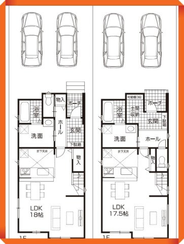 ファーストタウン　名古屋市第２緑区旭出　全２棟の区画図