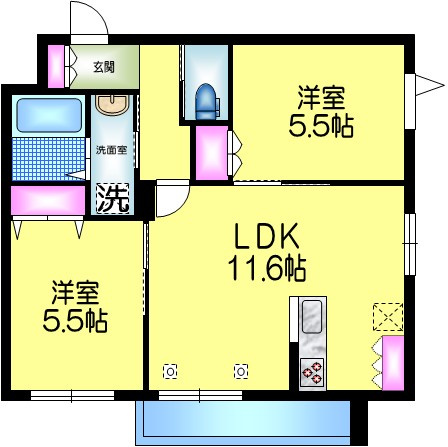ＧｒａｎＶｉｌｌａ　グランヴィラの間取り|★南東角部屋２面窓★