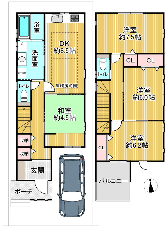 中川区柳川町戸建の間取り