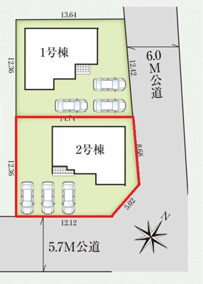 【区画図】 | 野木町友沼6期　2号棟 | 角地の区画で、日当たり、風通し良好です♪