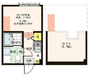 足立区青井２丁目のアパートの間取り