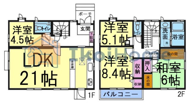 神戸市西区富士見が丘5丁目　中古戸建の間取り|●年中無休：当日予約可●LDK21帖！南向きで明るいです！リビング横には4.5帖の洋室もあります！