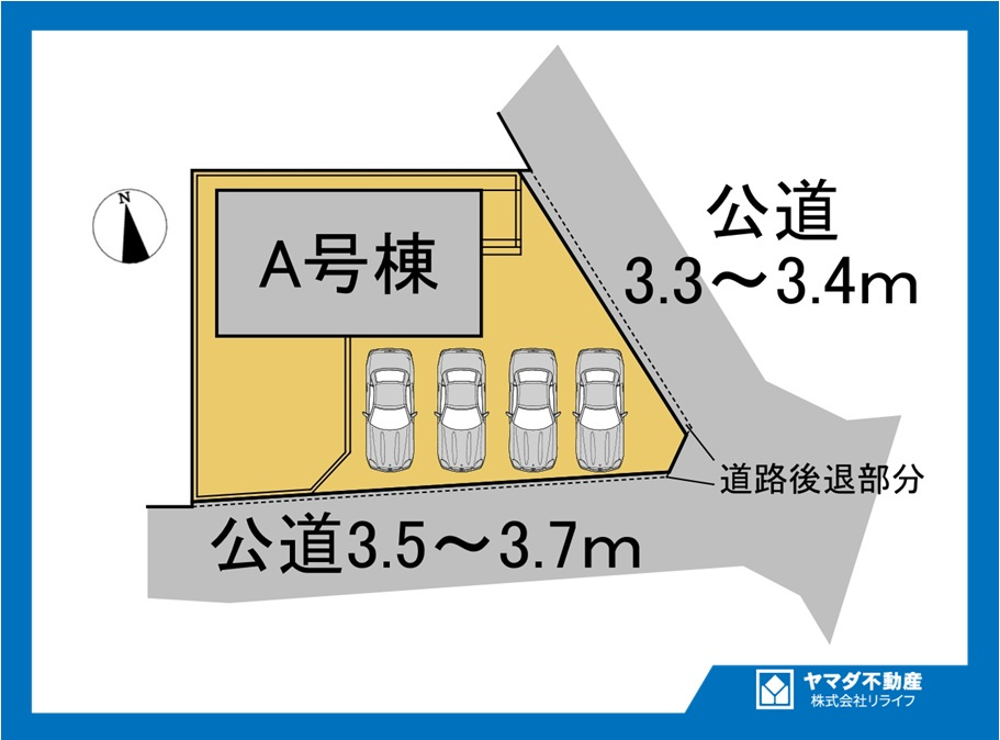 ハートフルタウン　江南市勝佐町西町　全1区画分譲の区画図|■区画図
■YAMADA電機の　ヤマダ不動産　株式会社リライフ　
いつでもお問合わせ下さい。