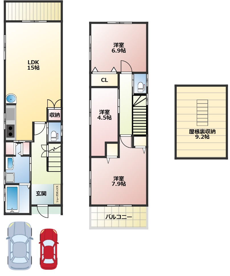 北区大将軍東鷹司町中古戸建の間取り