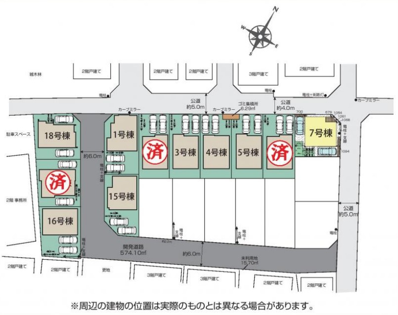 【仲介手数料無料】三芳町北永井３期―新築分譲住宅―全18棟販売　９棟の区画図|全棟駐車2台以上！！大型分譲地！
大型分譲地のため子育て安心です！！