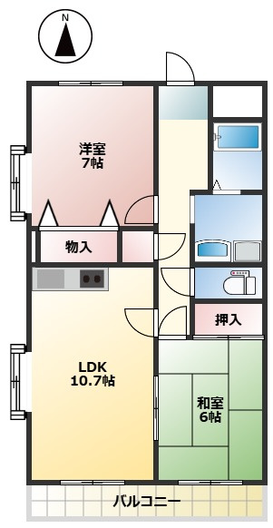ハイツ鹿持の間取り
