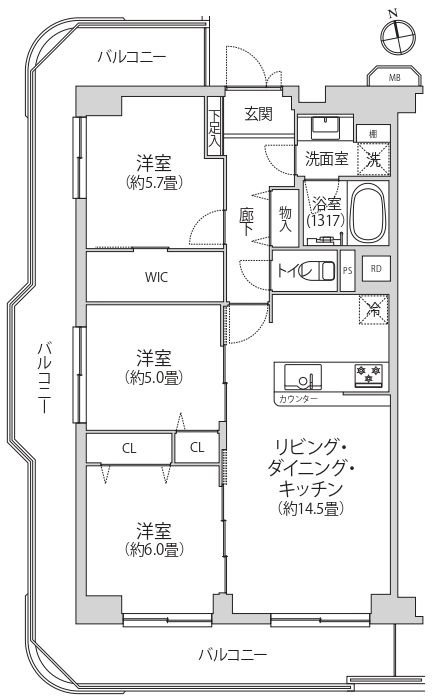ヴェラハイツ葛西の間取り|南向き・3方角部屋住戸につきまして日当たり・通風・眺望良好。新規リノベーション施工が完了いたしましたのでいつでも内覧が可能です。安心のアフターサービス保証付きですのでご購入後も安心して暮らせます。
