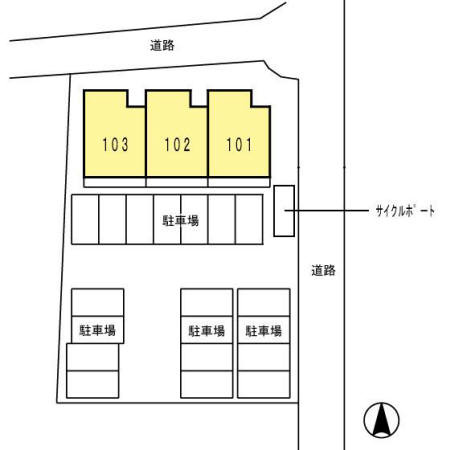 熊本市中央区横手１丁目のアパートの区画図