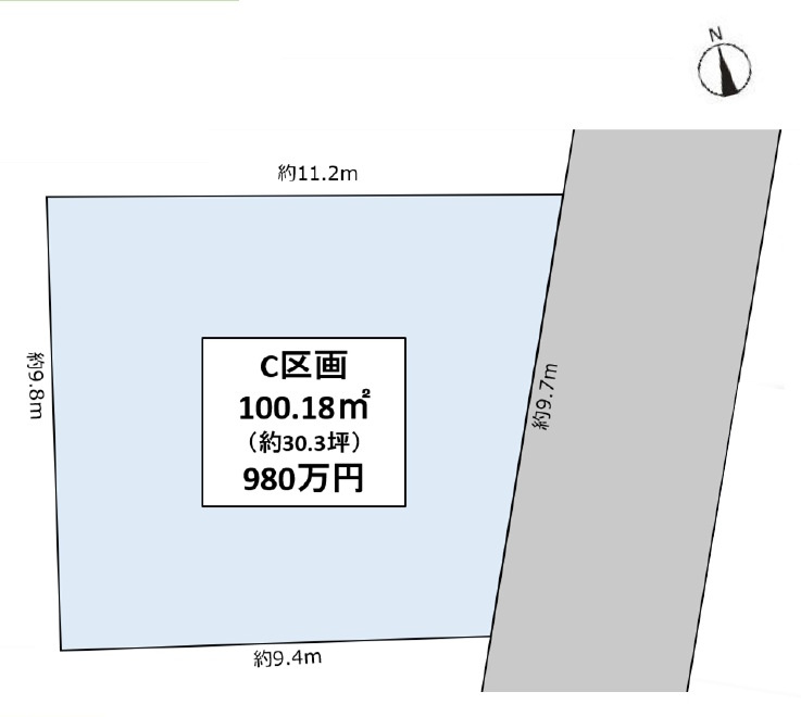 敷地面積30.3坪　売地　川越市的場