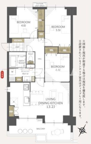 豊中野畑団地弐号棟の間取り|3LDKの物件です