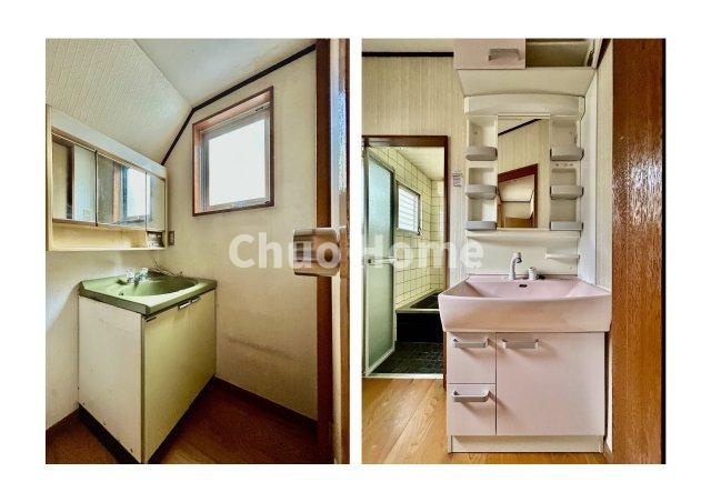 台東区清川2丁目中古住宅の独立洗面台|洗面化粧台は、洗面所と1階のトイレの前にそれぞれ設置してあります