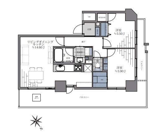 エルザ世田谷の間取り|エルザ世田谷：北東向き角部屋！全居室収納・窓が付いた２ＬＤＫリノベーション物件は住設備も充実！