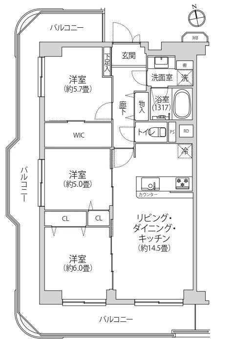 ヴェラハイツ葛西（4階部分）／仲介手数料無料／新規フルリノベーションの間取り
