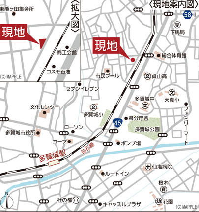 多賀城市伝上山第4の地図