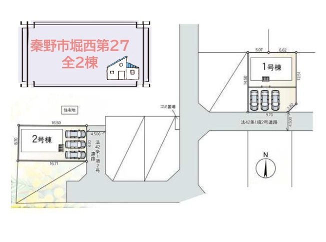 【区画図】 | 両親や友人の来客時につかえる「カースペース」３台ありです◎　
お気軽にお問合せください☆彡