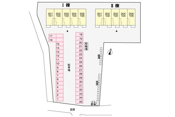 ノースヒルズⅠの駐車場