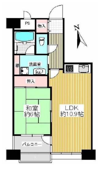 【間取り】 | エクセラート天王寺東 | 【南向き☆1LDK】ゆとりの一人暮らし、仲良く二人暮らしにおススメ♪室内お好きにリフォームしてみてはいかがでしょうか？