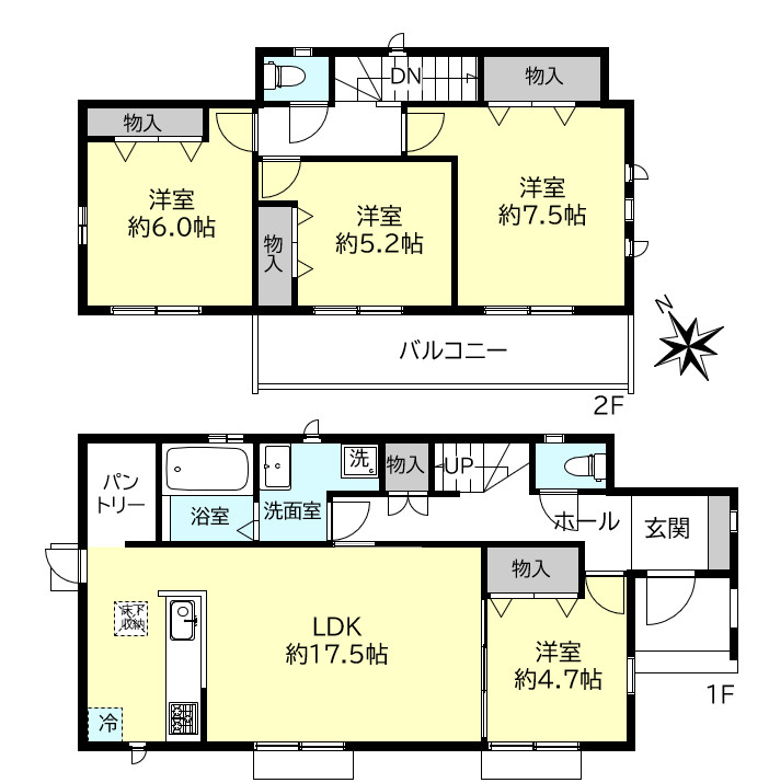 神戸市西区秋葉台２丁目新築戸建の間取り