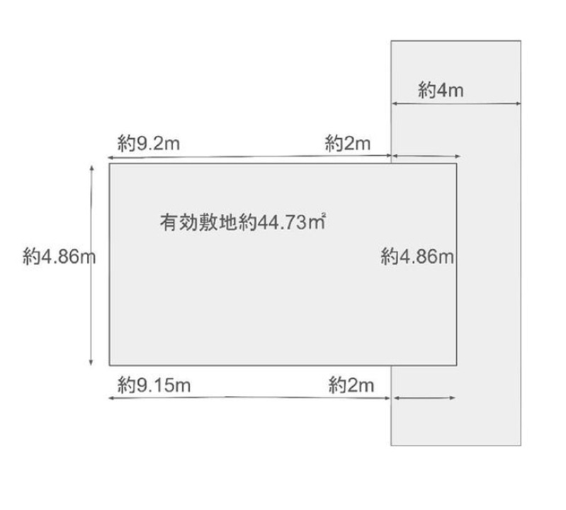 三反田町2丁目の土地図|東側　幅員約4ｍ　間口約4.8ｍ