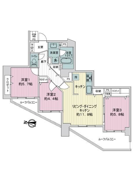 ライオンズマンション千川駅前の間取り|ライオンズマンション千川駅前：全居室収納・窓が付いた３ＬＤＫリノベーション物件は住設備も充実！