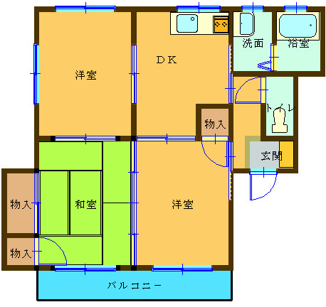 呉市音戸町波多見２丁目のアパートの間取り