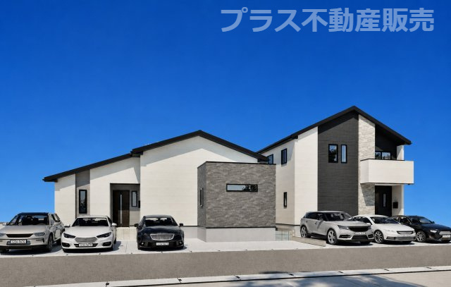 【外観】 | 福岡市東区三苫2丁目4期　1号棟（全2棟）【仲介手数料無料・0円】 | 完成イメージの外観パースです。