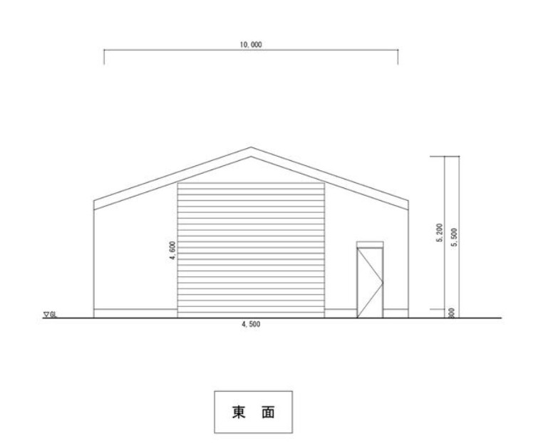 草加市青柳３丁目の倉庫|立面図