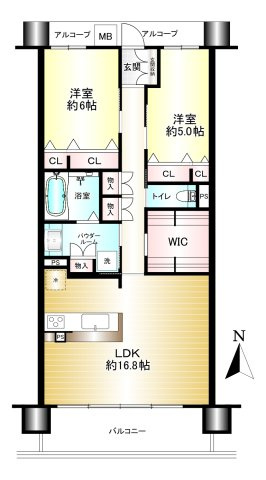 プレサンスロジェ橿原神宮前の間取り|2LDK　専有面積：69.52㎡