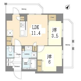 RETERRACE三ノ輪ウエストの間取り|インターネット無料
エアコン3台付
2面バルコニーの角部屋
カウンターキッチン